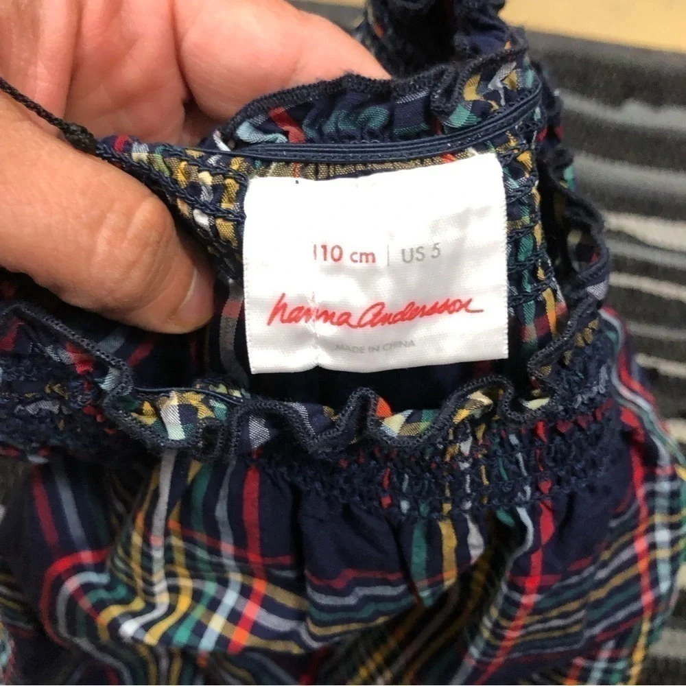 Hanna Anderson Blue Plaid Smocked Dress 5